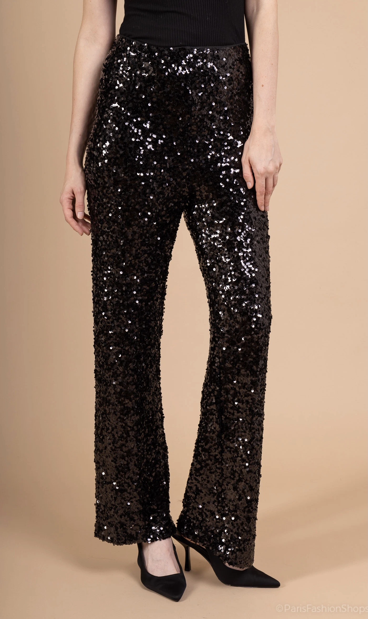 Wholesaler Les Bonnes Copines - Black Sequin Pants – Chic and Festive ✨