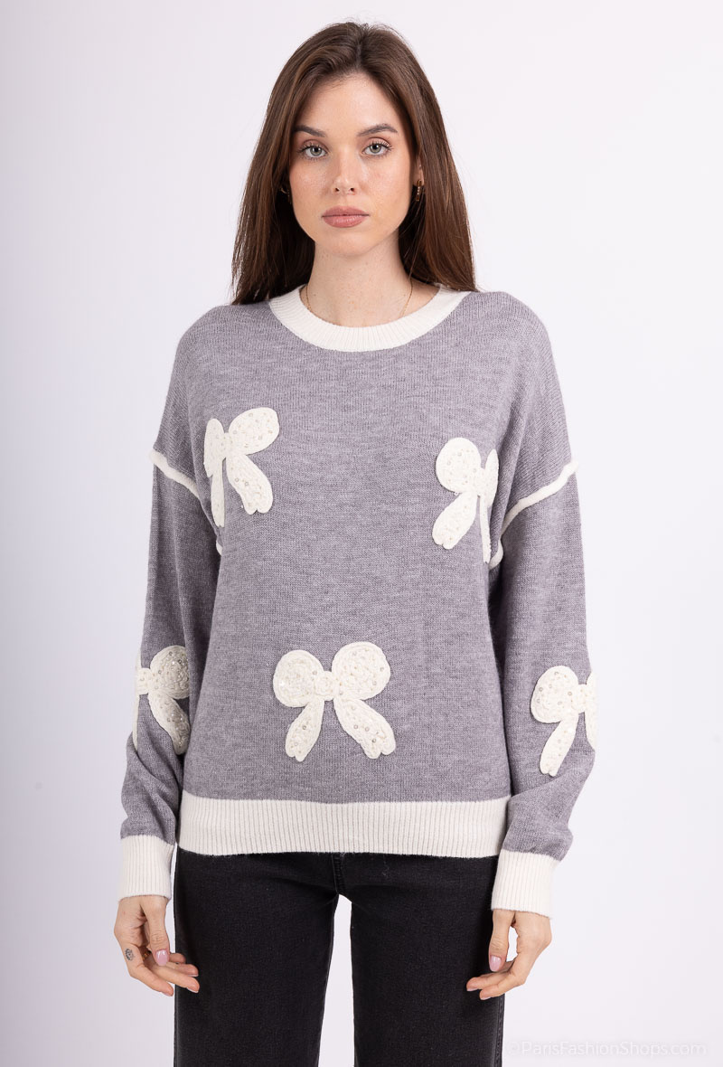 Großhändler Les Bonnes Copines - Pullover mit Schleifenmuster