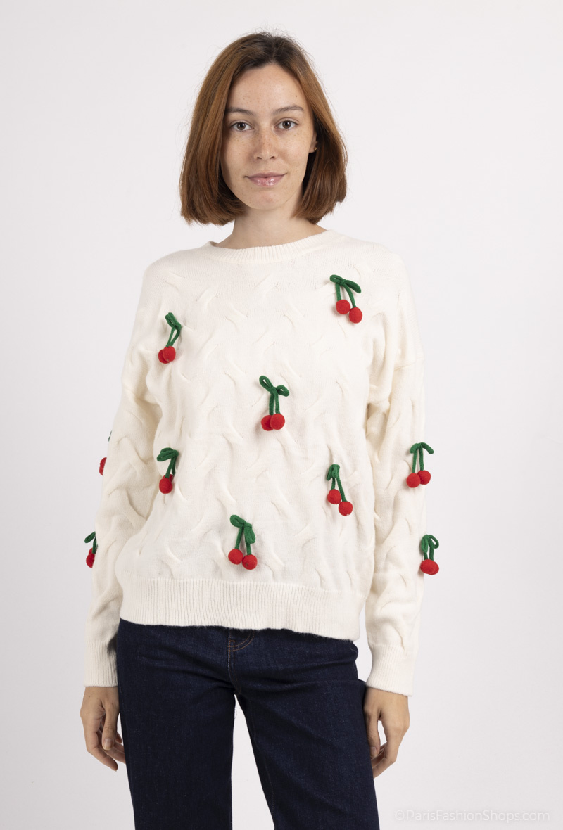 Grossiste Les Bonnes Copines - Pull cerises