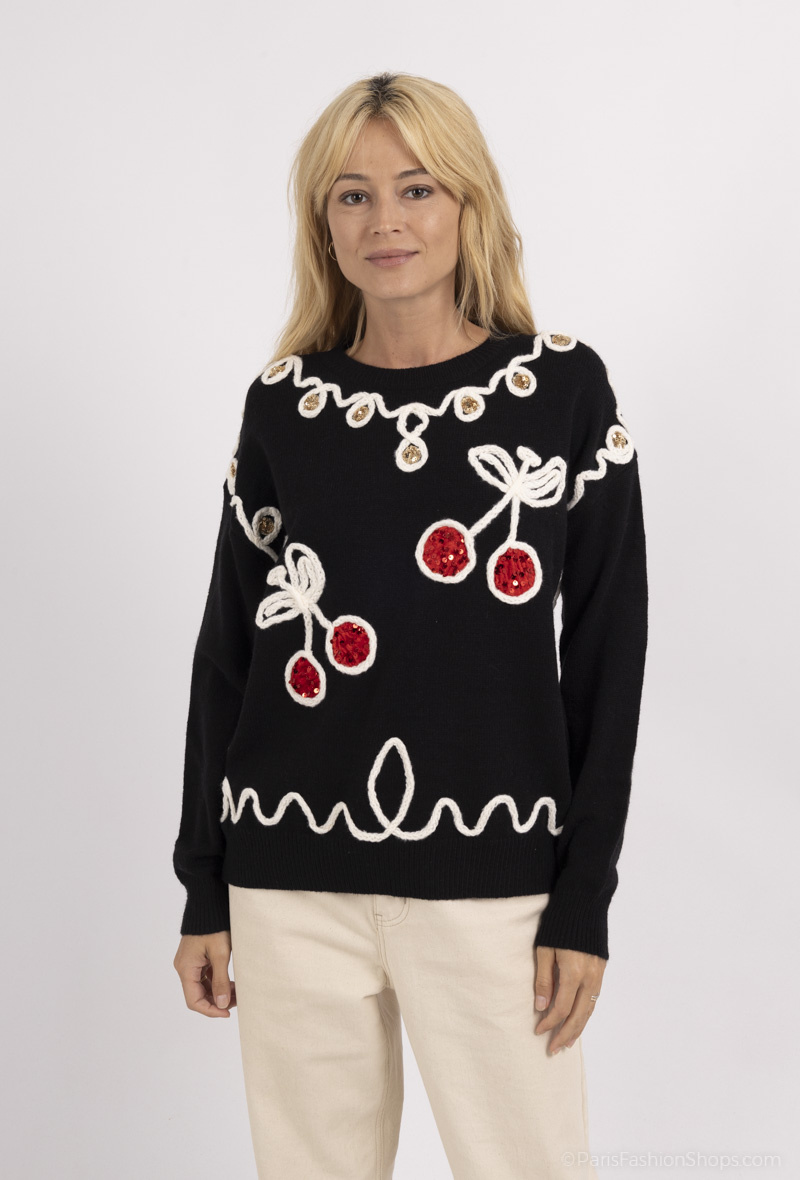 Grossiste Les Bonnes Copines - Pull cerise