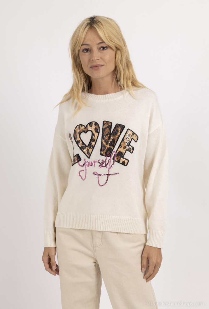 Großhändler Les Bonnes Copines - Glänzender Pullover mit V-Ausschnitt