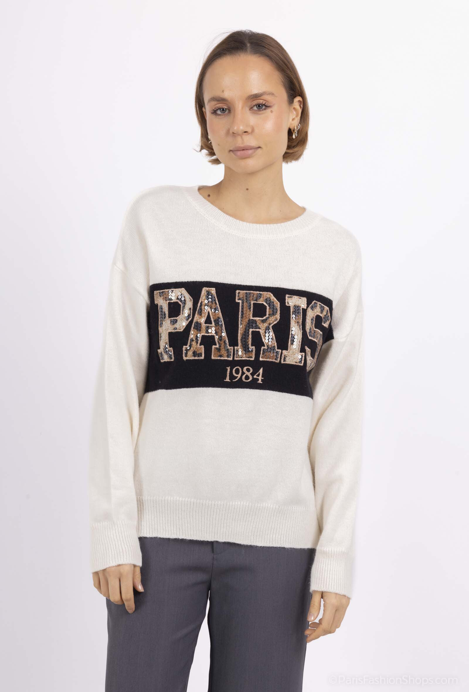 Großhändler Les Bonnes Copines - Glänzender Pullover mit V-Ausschnitt