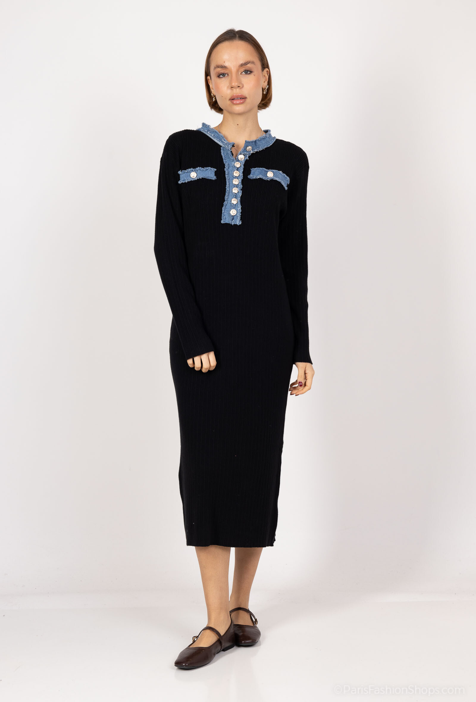 Wholesaler Les Bonnes Copines - V-neck sweater dress