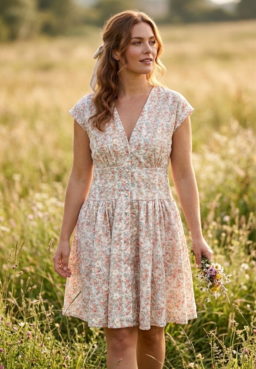 Wholesaler Les Bonnes Copines - Short Floral Dress in Eyelet Embroidery –