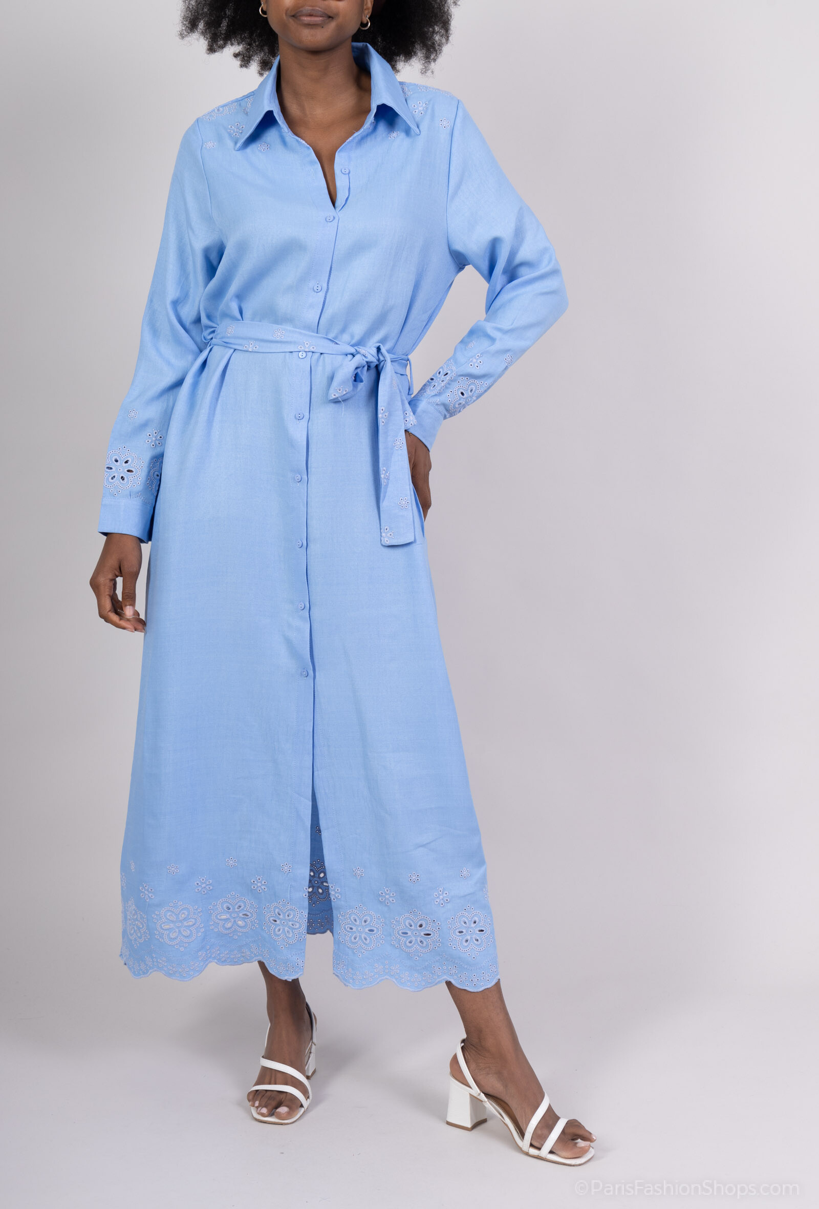 Mayorista Les Bonnes Copines - Vestido grande con bordado floral