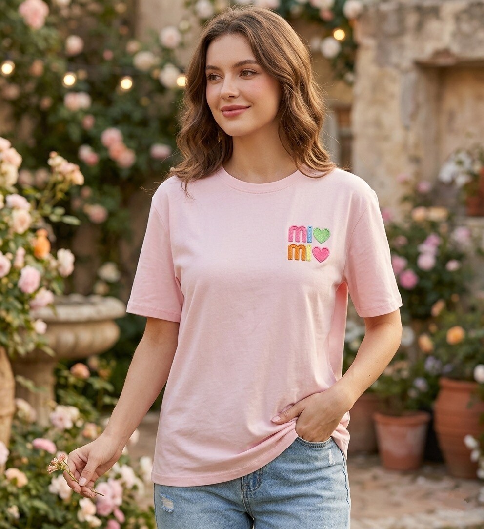 Grossista Les Bonnes Copines - T-shirt Rosa Pastello Mimi– Freschezza e Tenerezza