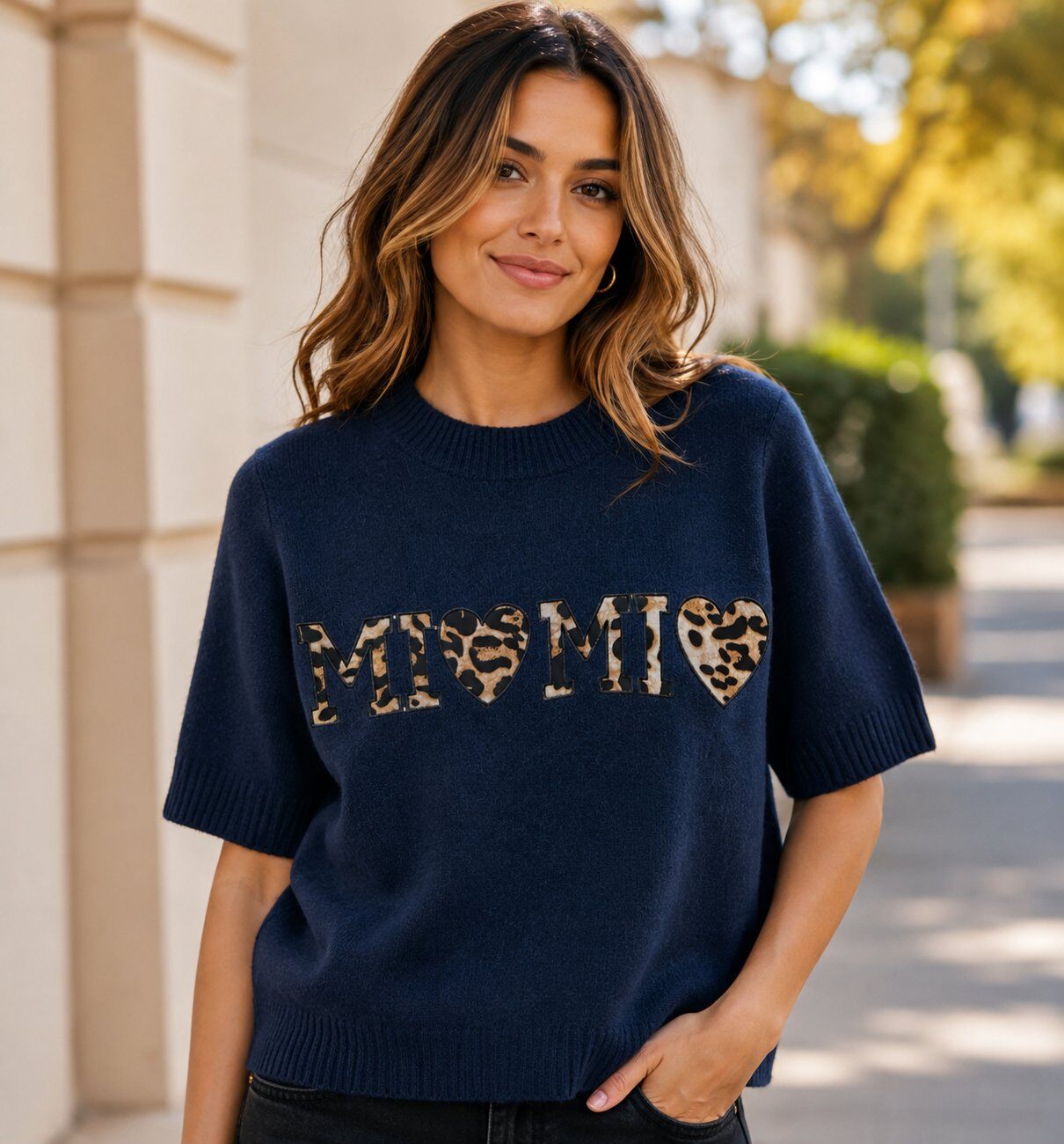 Grossista Les Bonnes Copines - Top a Maniche Corte 'MI♥MI' – Stile Leopardo