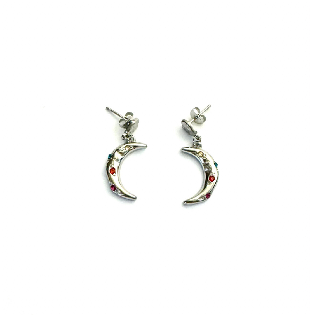 Wholesaler Les Précieuses - Pair of Juba stainless steel and colored zircon earrings