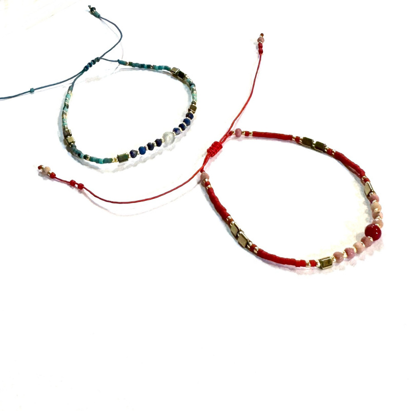 Wholesaler Les Précieuses - Set of 2 Blueberry bracelets, 1 blue and 1 red