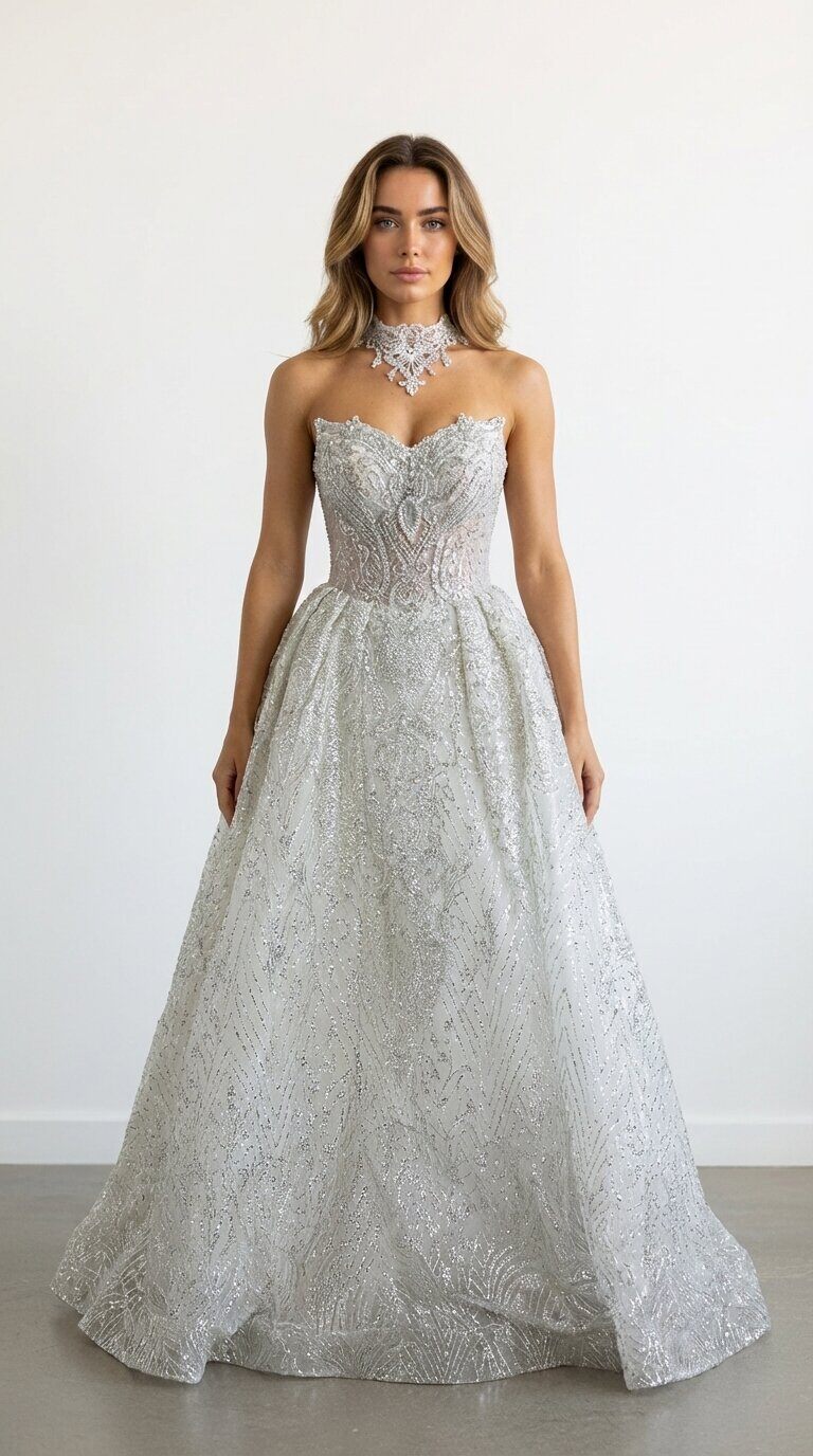 Großhändler Les Voiliers - Prinzessin Brautkleid mit Stickerei und Bustier