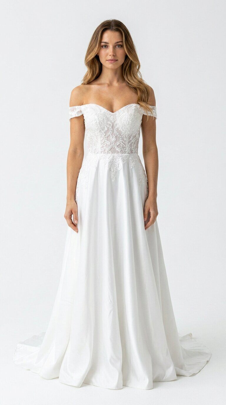 Großhändler Les Voiliers - Satin-Brautkleid mit Bateau-Ausschnitt