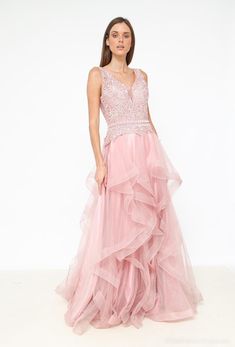Grossiste Les Voiliers - Robe longue de soirée tulle