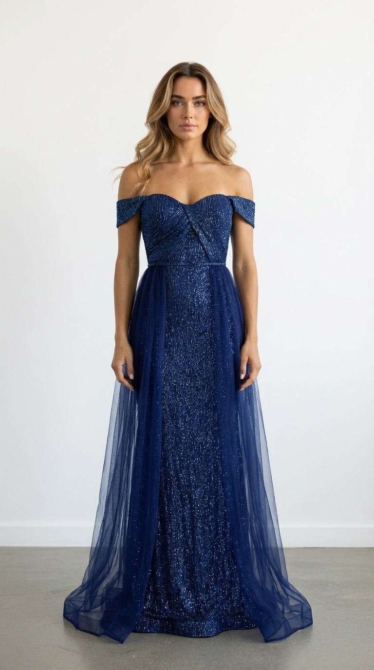 Wholesaler Les Voiliers - Sequin evening dress with bow detail