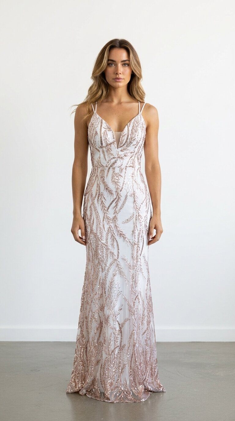 Wholesaler Les Voiliers - Sequined evening dress with back lacing and straps