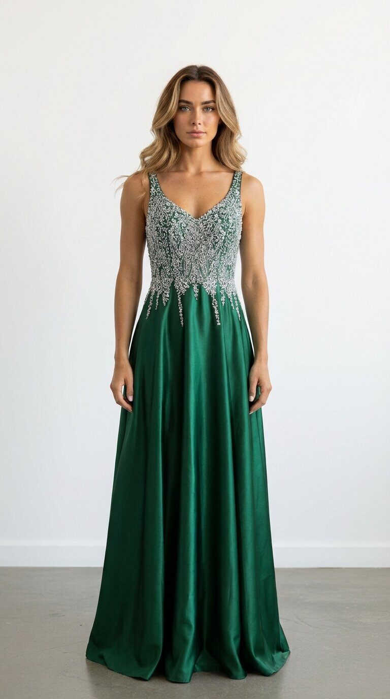 Grossiste Les Voiliers - Robe de soirée satinée avec perles