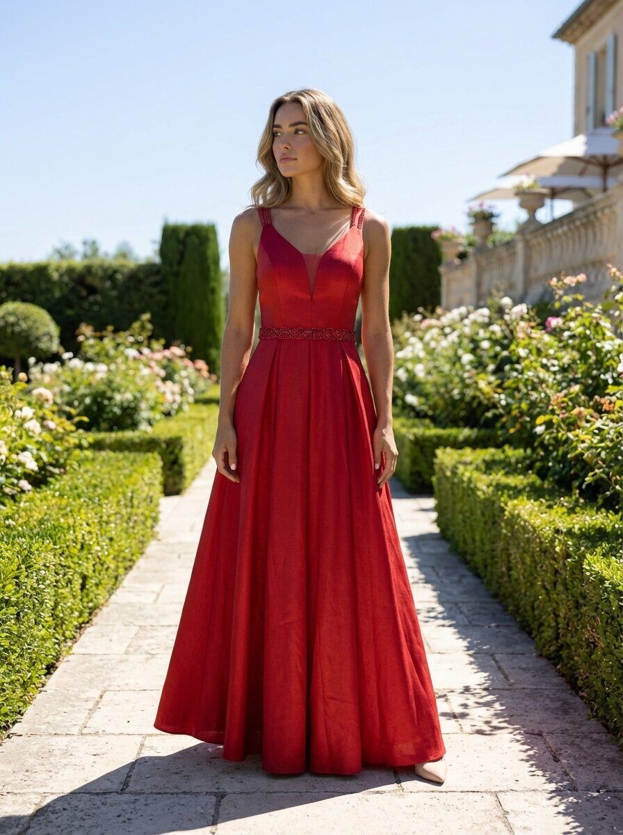 Grossiste Les Voiliers - Robe de soirée avec ceinture et bretelles à perles