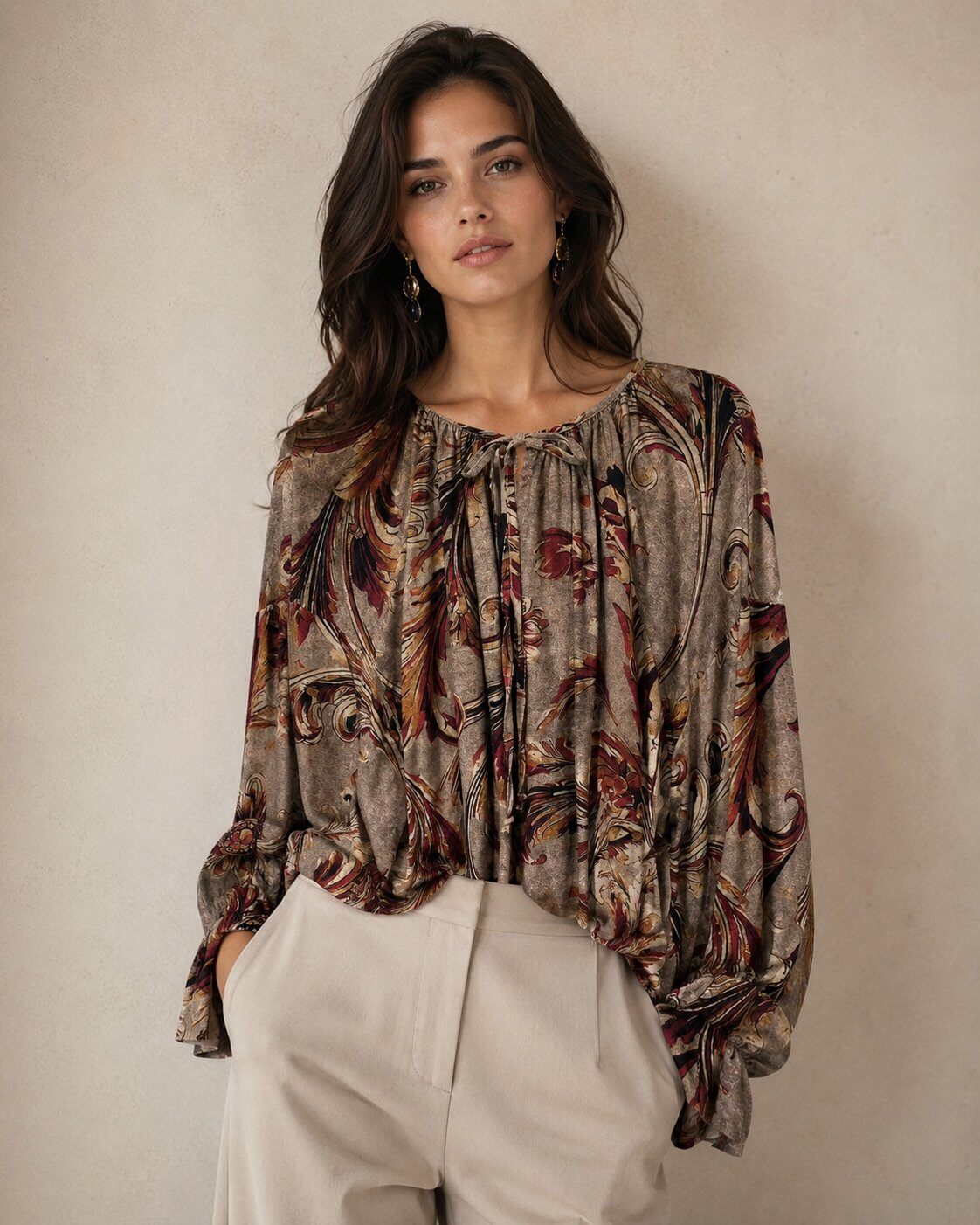Wholesaler LI.FE STYLE - Viscose blouse with botanical print