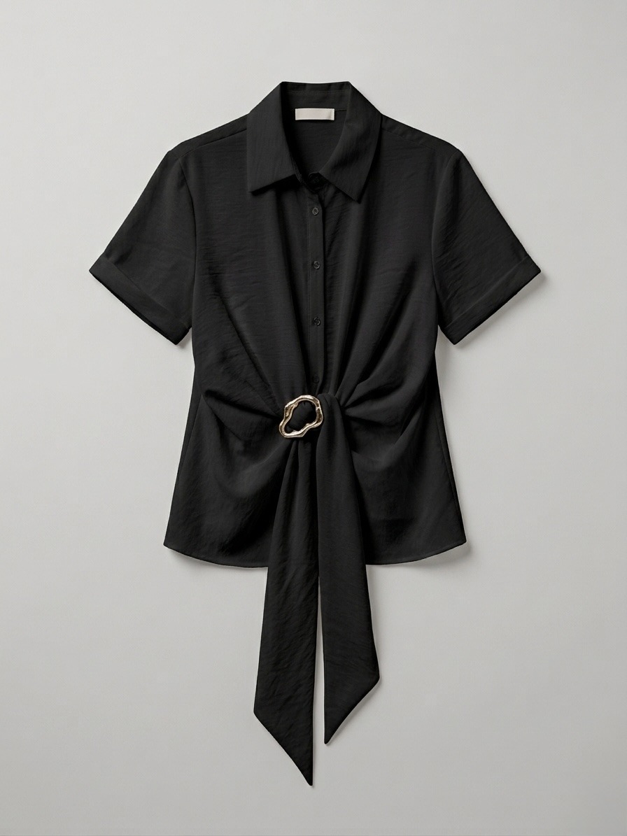 Wholesaler LI.FE STYLE - Short-sleeve shirt with gold buckle