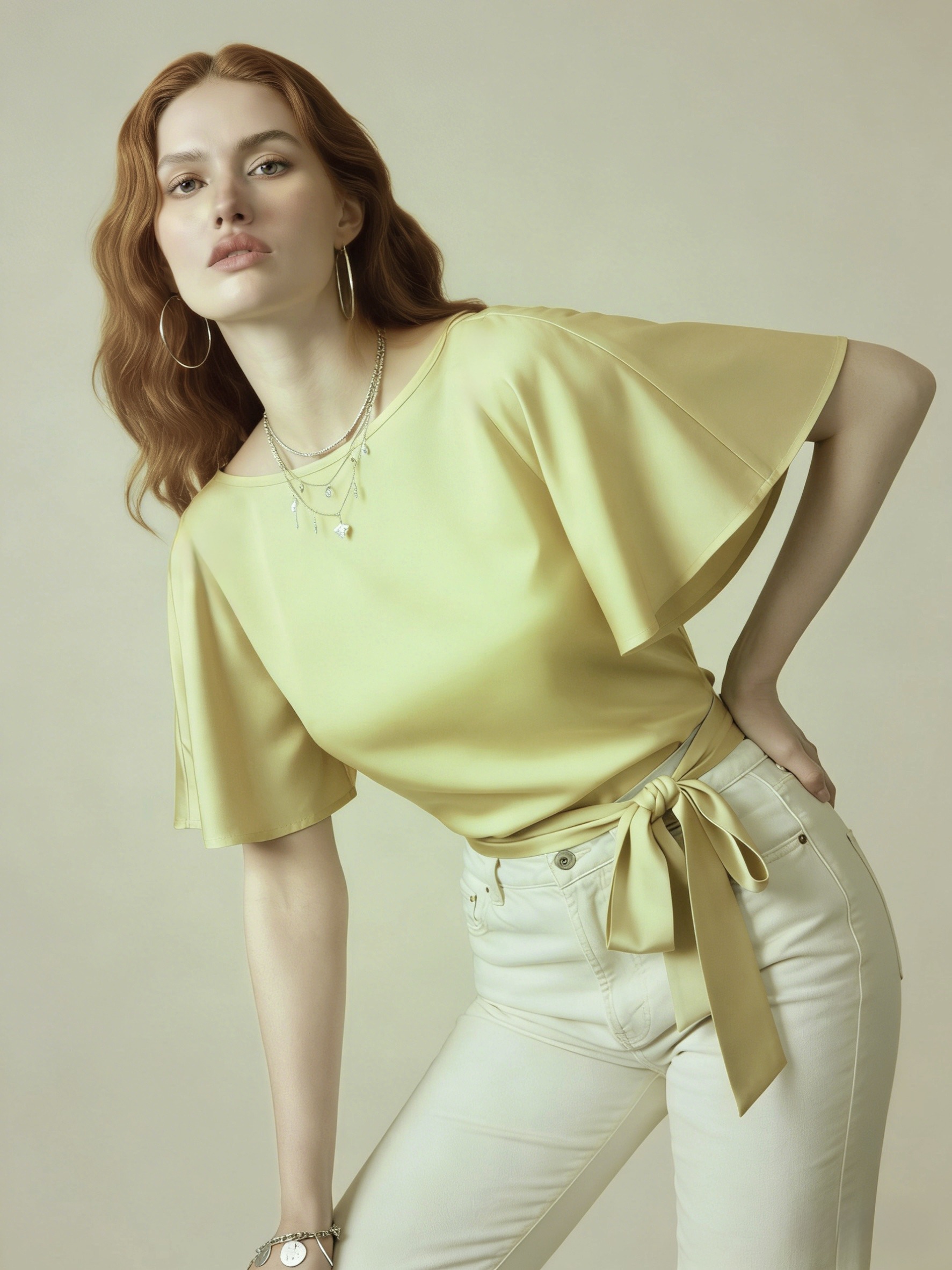 Mayorista LI.FE STYLE - Blusa Aura de satén de viscosa con cinturón a juego