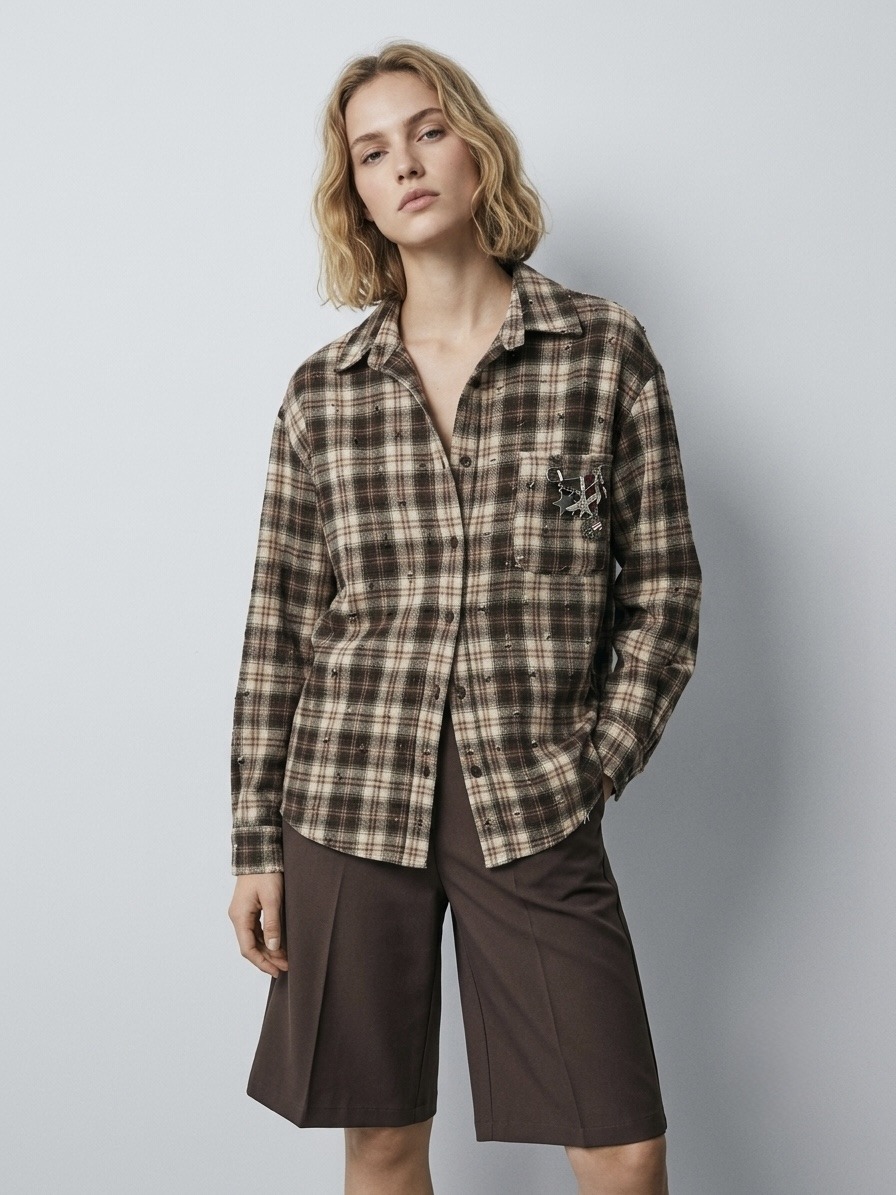 Wholesaler LI.FE STYLE - Checkered shirt with pin