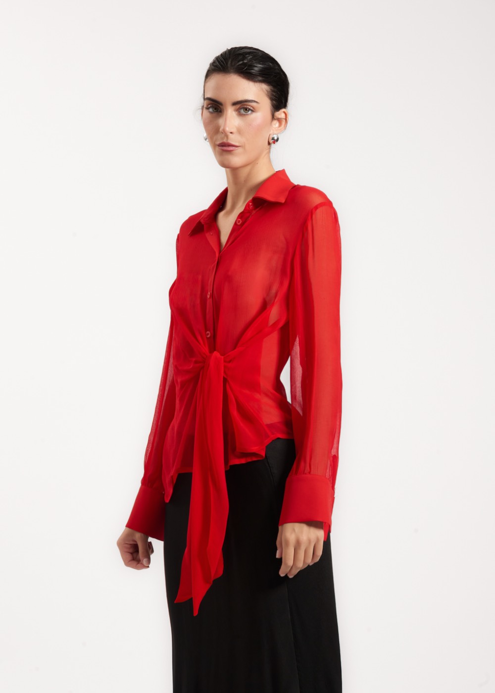 Grossiste LI.FE STYLE - Airy shirt with wrap-over side Grossiste LI.FE STYLE - Airy shirt with wrap-over side