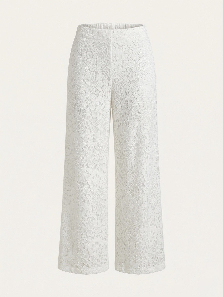 Grossista LI.FE STYLE - Pantaloni Palazzo in Pizzo Floreale foderato