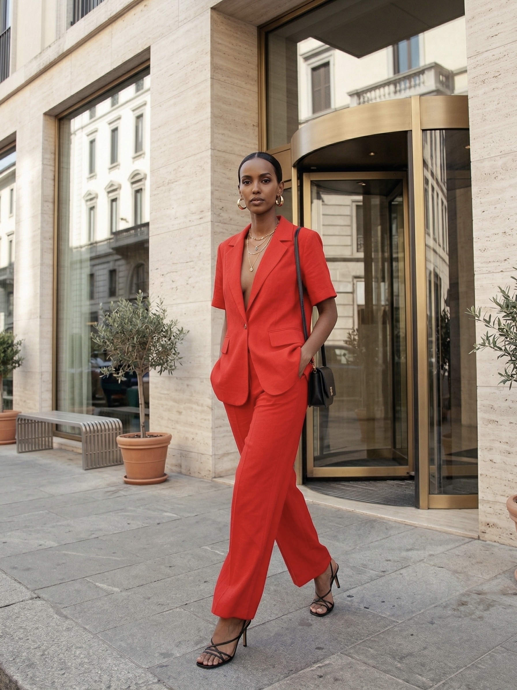 Grossiste LI.FE STYLE - Pantalon Palazzo Effortless Chic nœud argenté