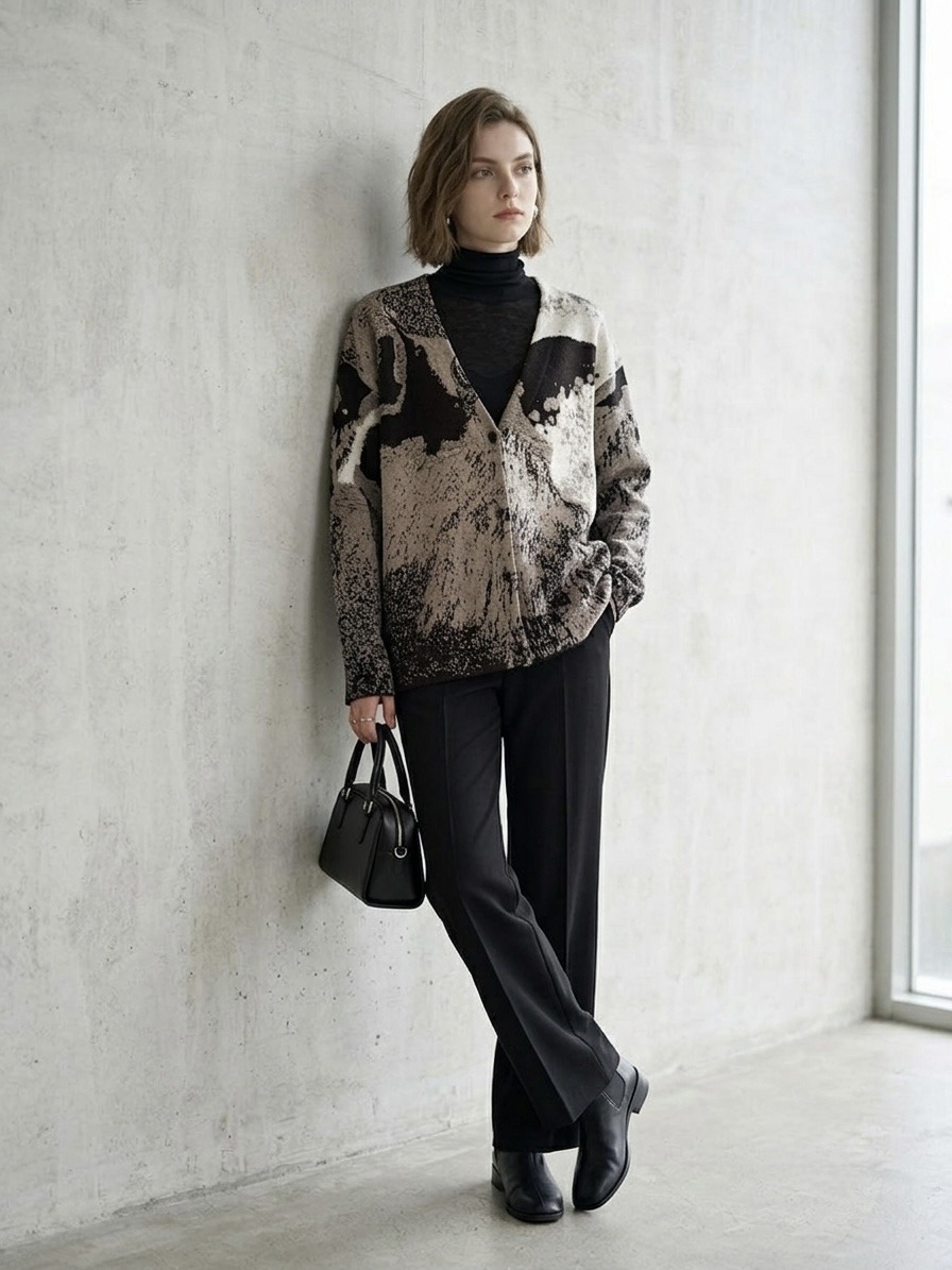 Wholesaler LI.FE STYLE - Jacquard knit cardigan with V-neck