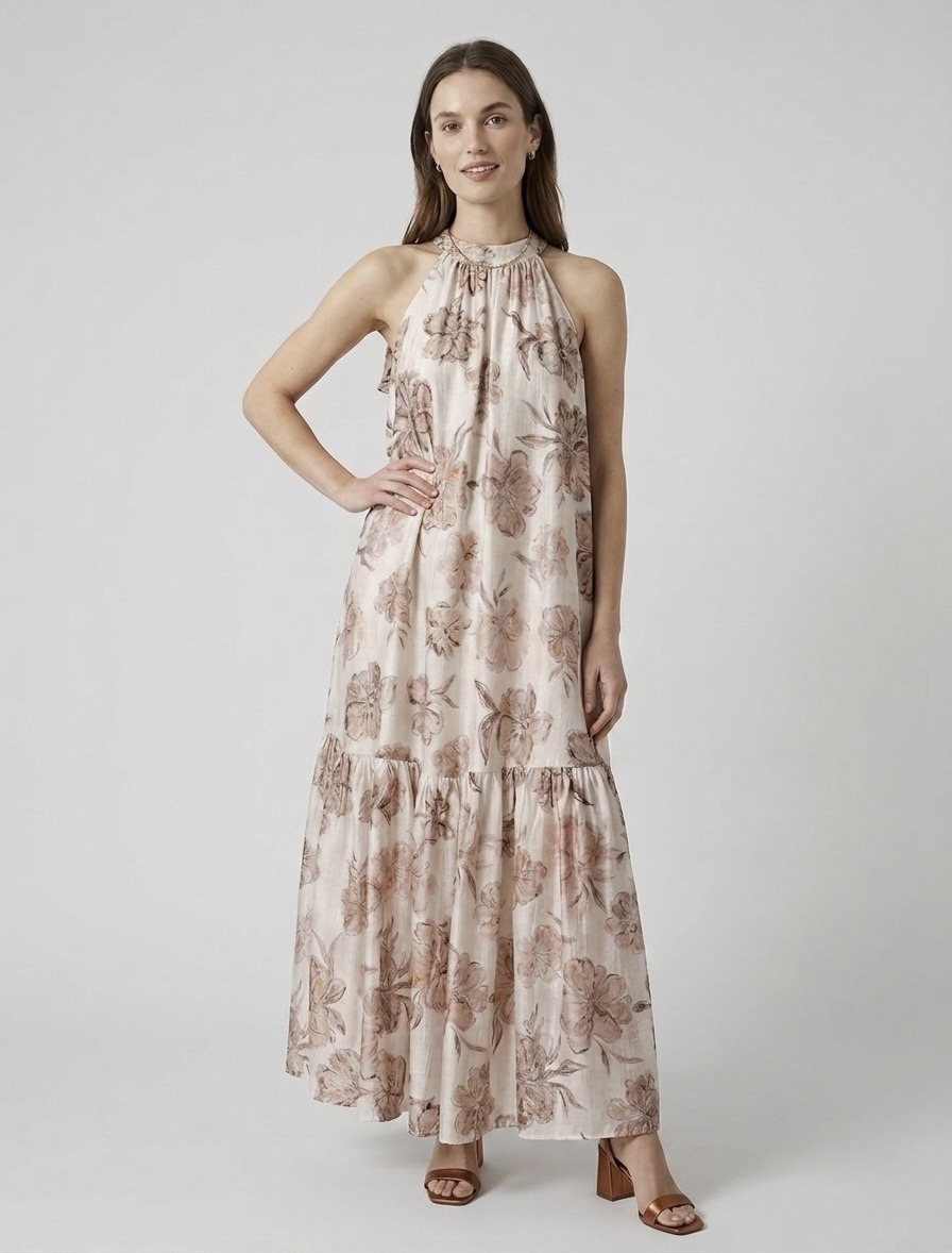Wholesaler LI.FE STYLE - Maxi dress in tencel blend with floral pattern