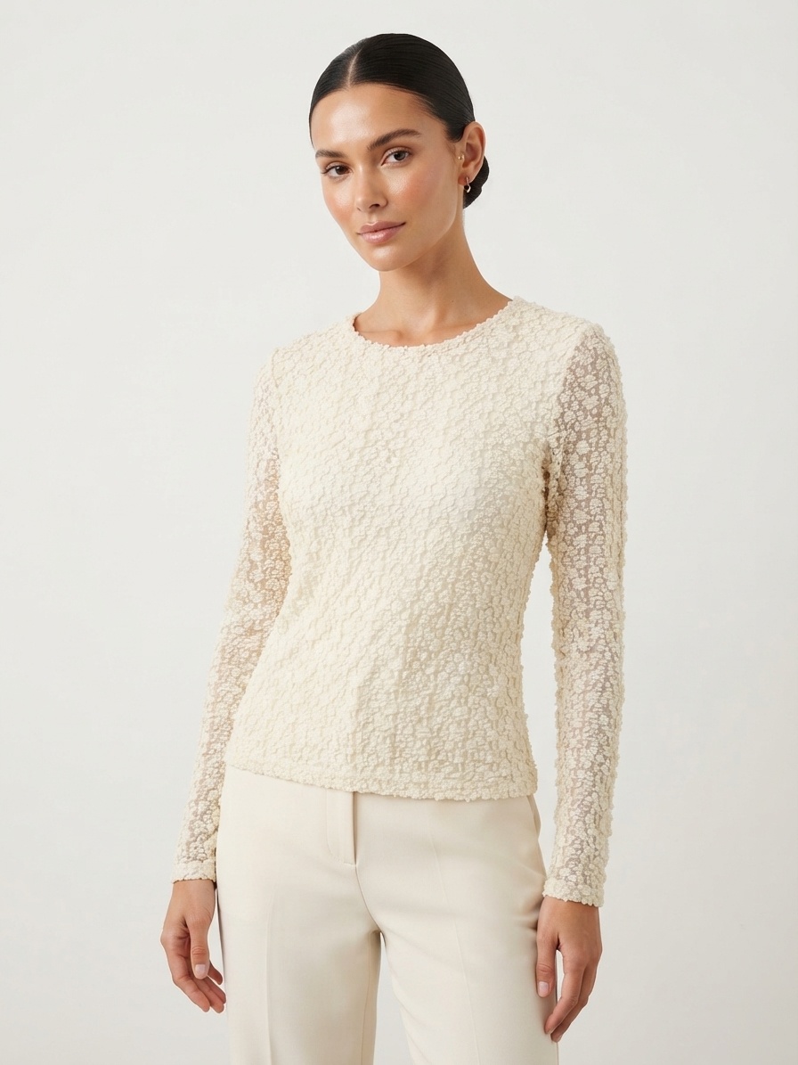 Grossiste LI.FE STYLE - Haut en maille à manches longues avec motif