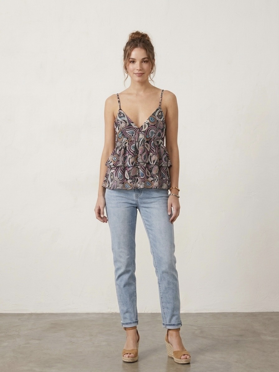 Mayorista LI.FE STYLE - Top estampado paisley con cuello en V