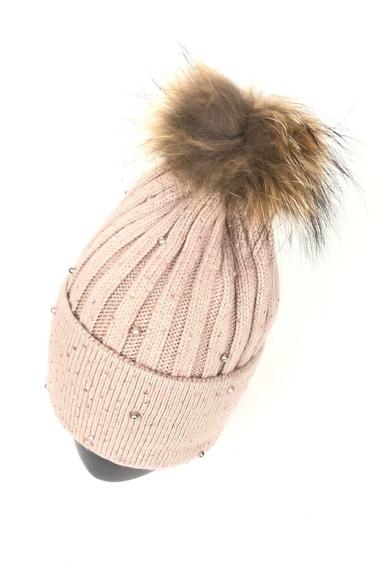 Wholesaler Lidy's - Beaded beanie with pom-pom