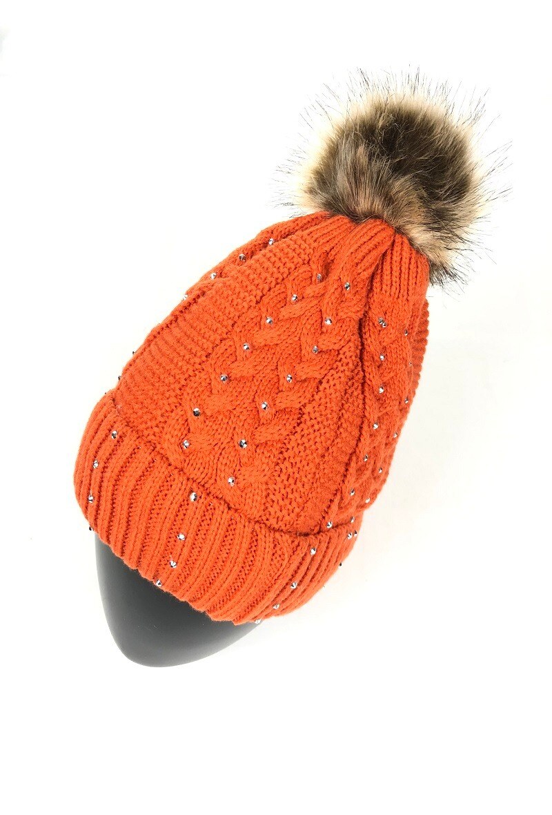 Wholesaler Lidy's - Rhinestone beanie with pom-pom
