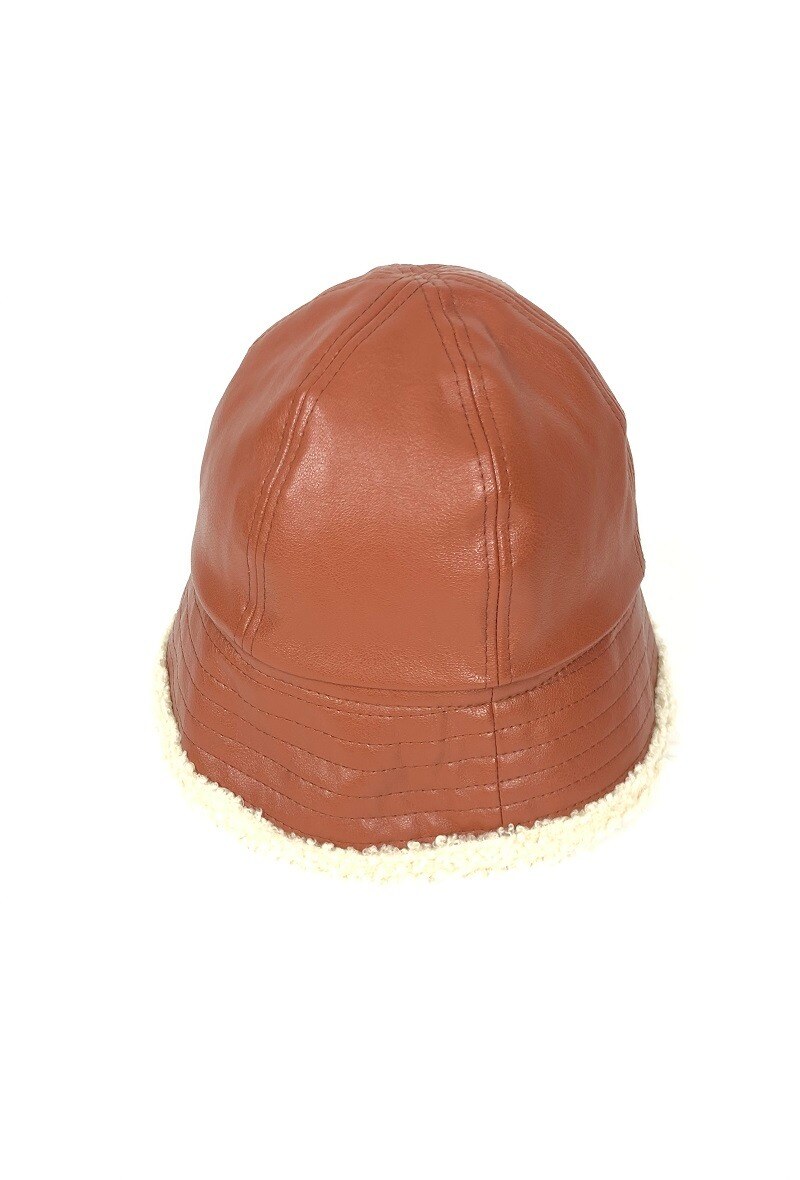 Wholesaler Lidy's - Leather bucket hat with faux fur lining