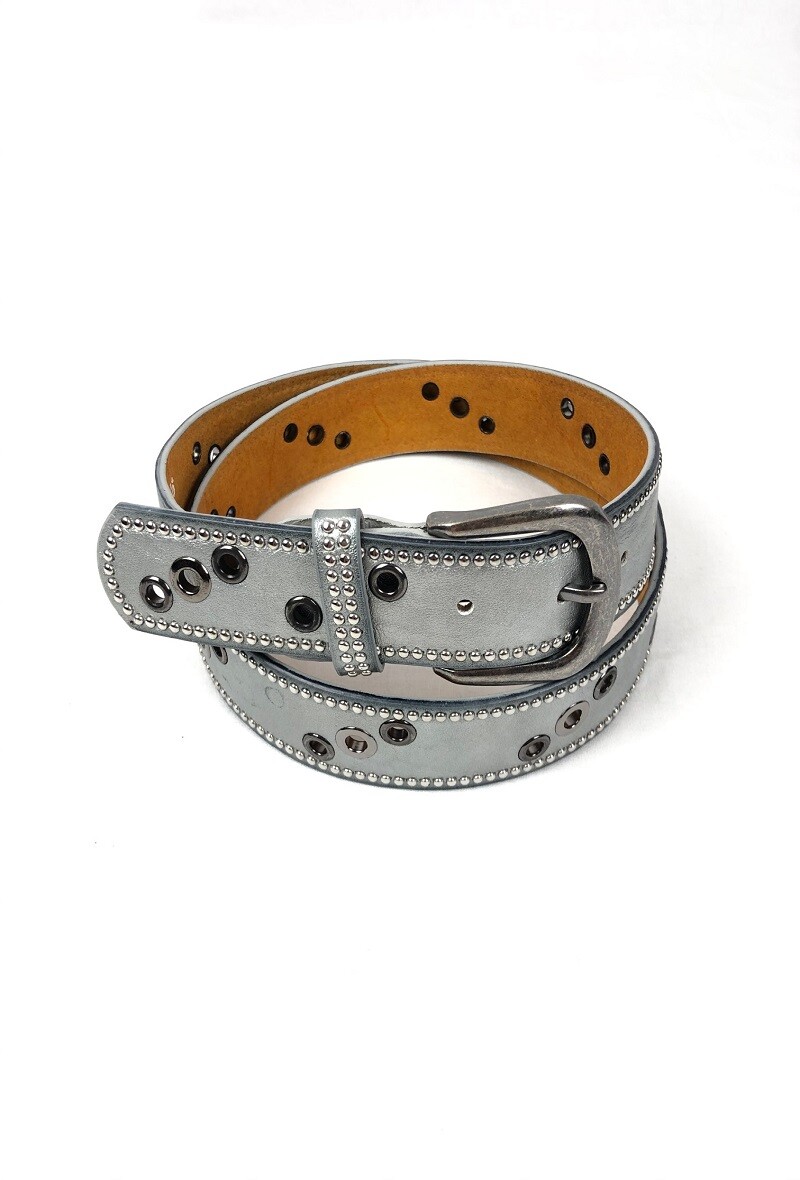Wholesaler Lidy's - Stylish belt with two-tone eyelets and bordered studs