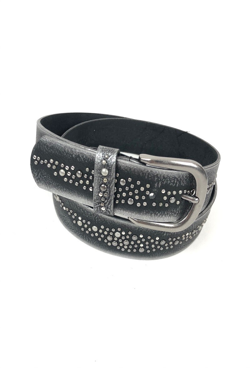 Grossiste Lidy's - Ceinture cloutée à effet usé et boucle métallisée
