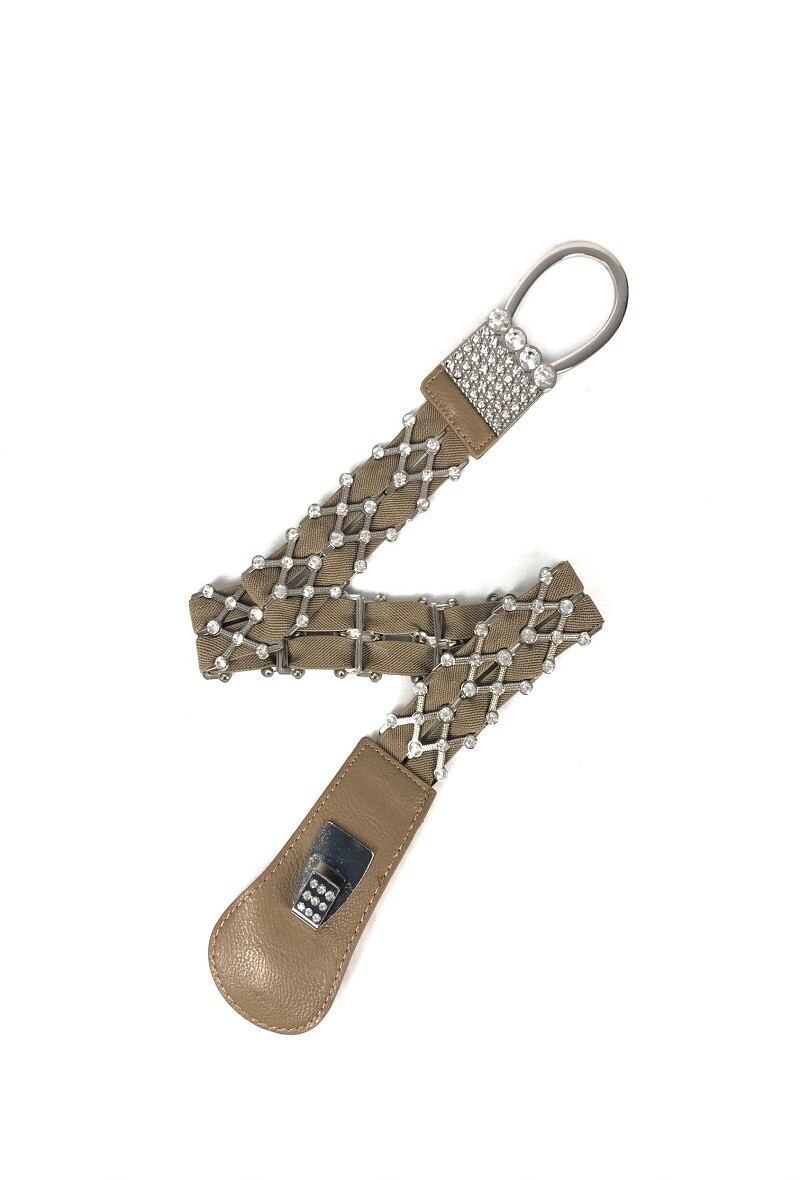 Wholesaler Lidy's - Crisscross jewel belt with rhinestones and shiny metal clasp