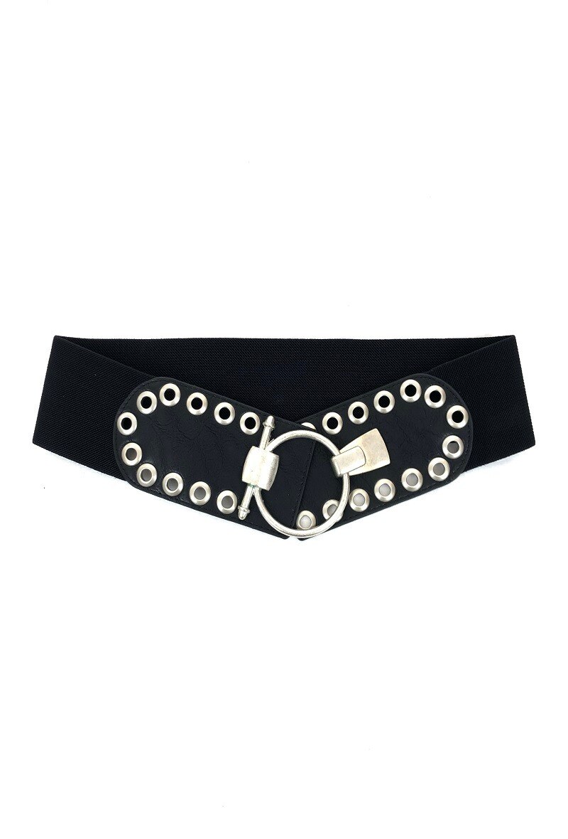 Wholesaler Lidy's - Wide belt with metal eyelets and ring clasp