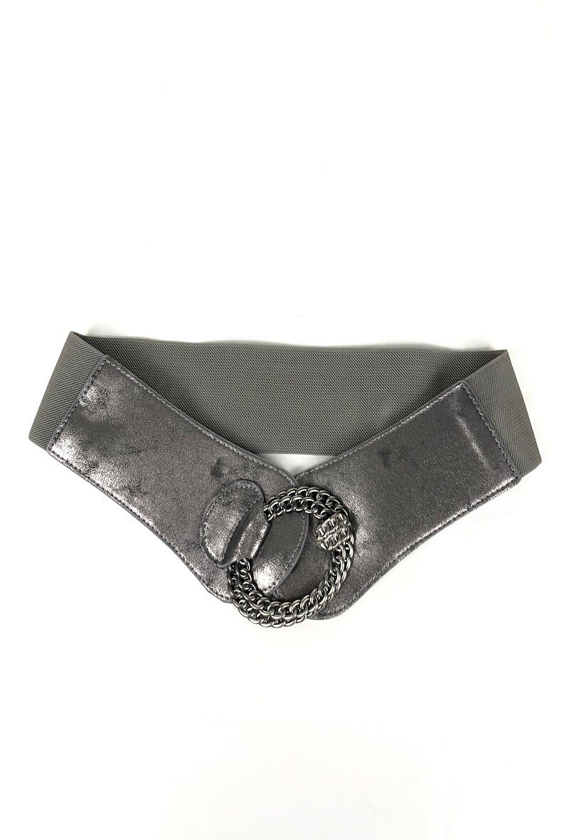 Wholesaler Lidy's - Wide elastic belt with chain-style ring closure