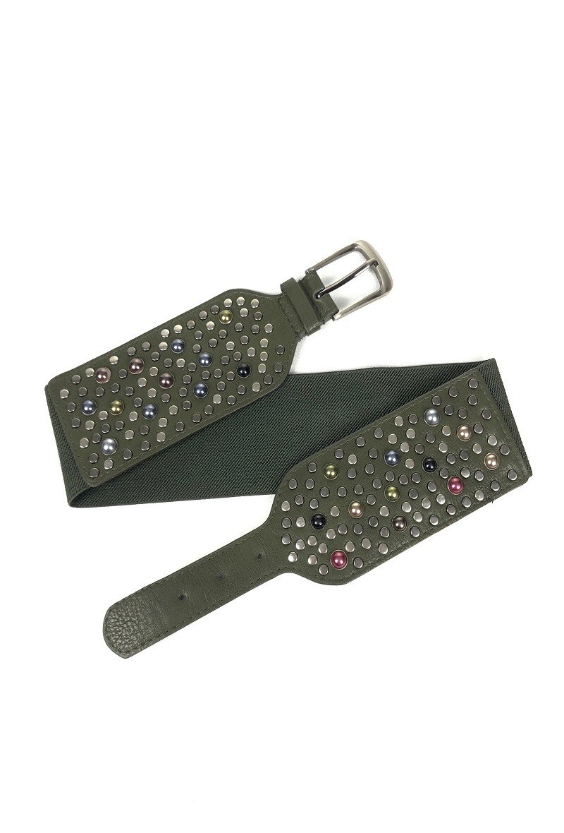 Wholesaler Lidy's - Elastic belt adorned with multicolored studs