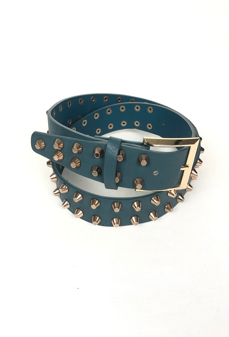 Wholesaler Lidy's - Studded belt with conical spikes and rectangular metal buckle