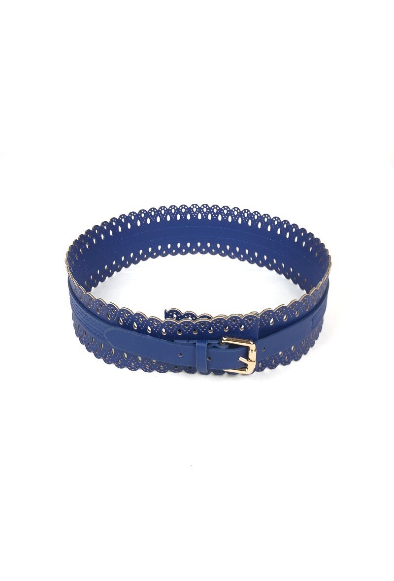Wholesaler Lidy's - Wide cutout belt with scalloped edge and gold buckle