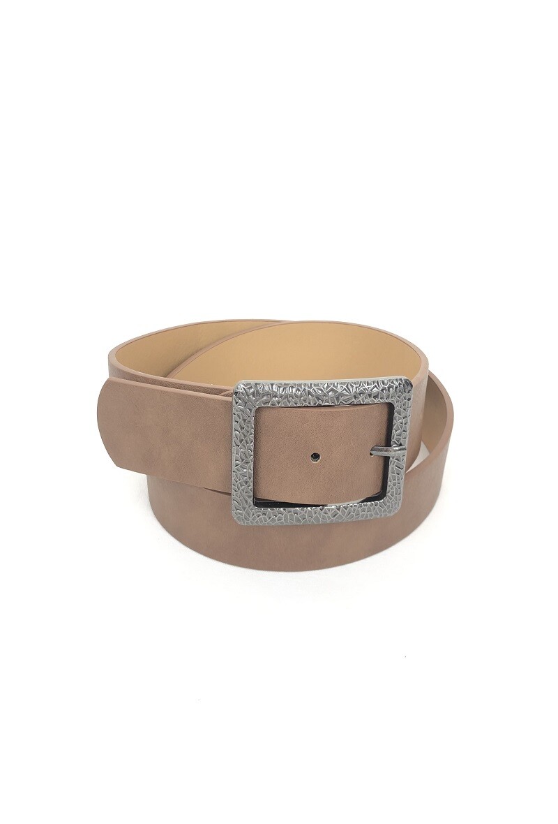Grossiste Lidy's - Ceinture unie à boucle rectangulaire martelée
