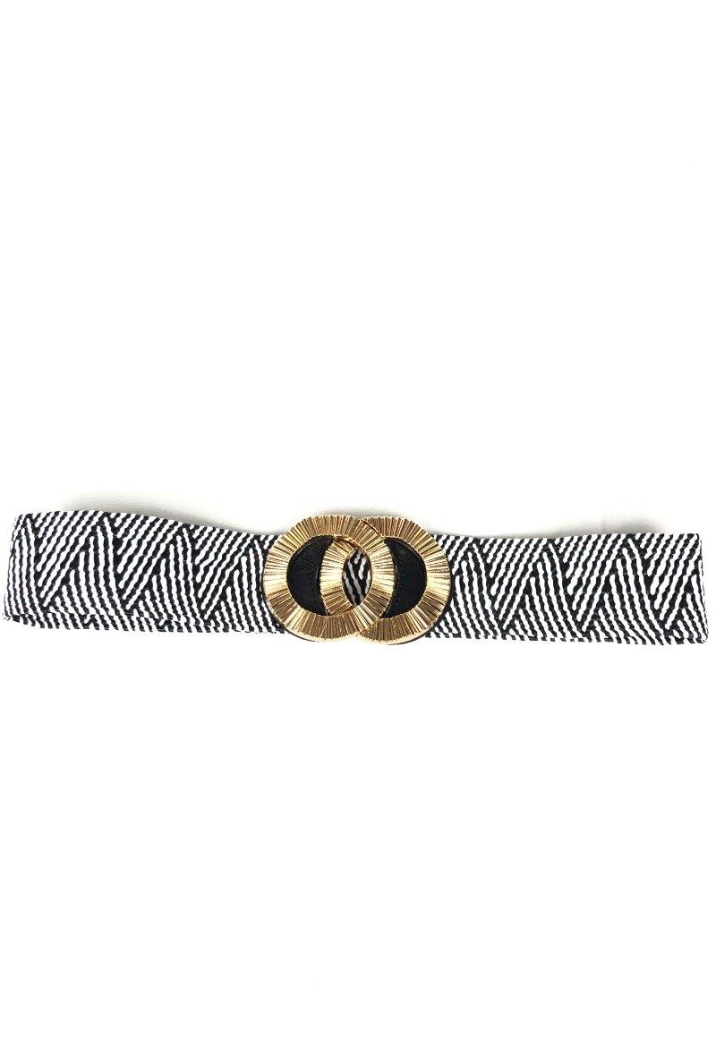 Wholesaler Lidy's - Braided elastic belt with double gold-striped ring