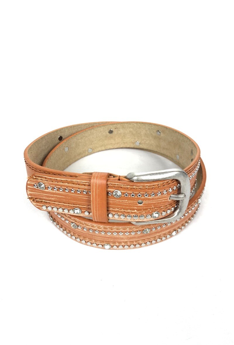 Grossiste Lidy's - Ceinture à strass et surpiqûres décoratives