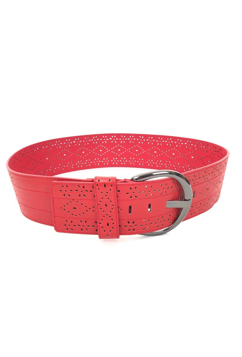 Wholesaler Lidy's - Wide belt with perforated patterns and metal buckle
