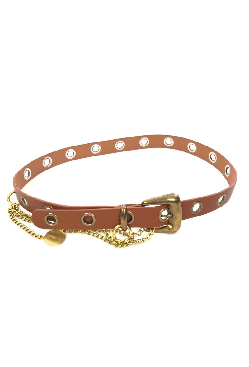 Wholesaler Lidy's - Slim belt with eyelets and golden chains