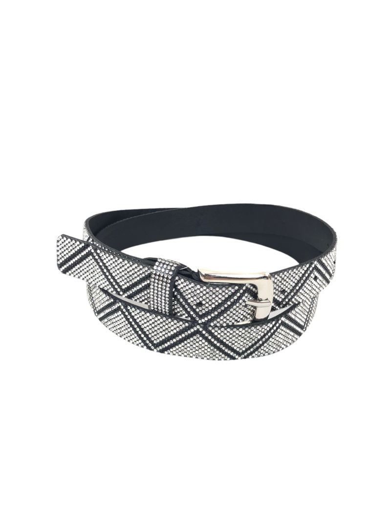 Wholesaler Lidy's - Sparkling belt with geometric pattern and silver buckle