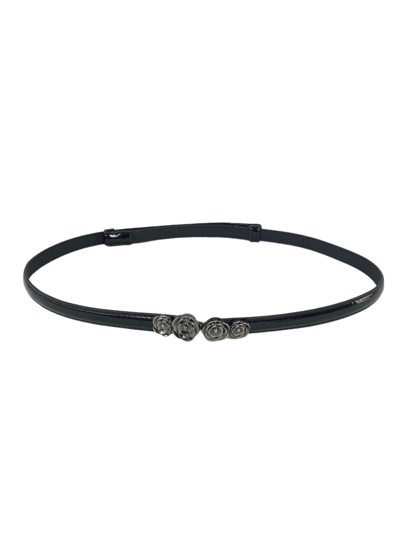 Grossiste Lidy's - Ceinture fine vernie avec boucle fleurie, Taille Réglable