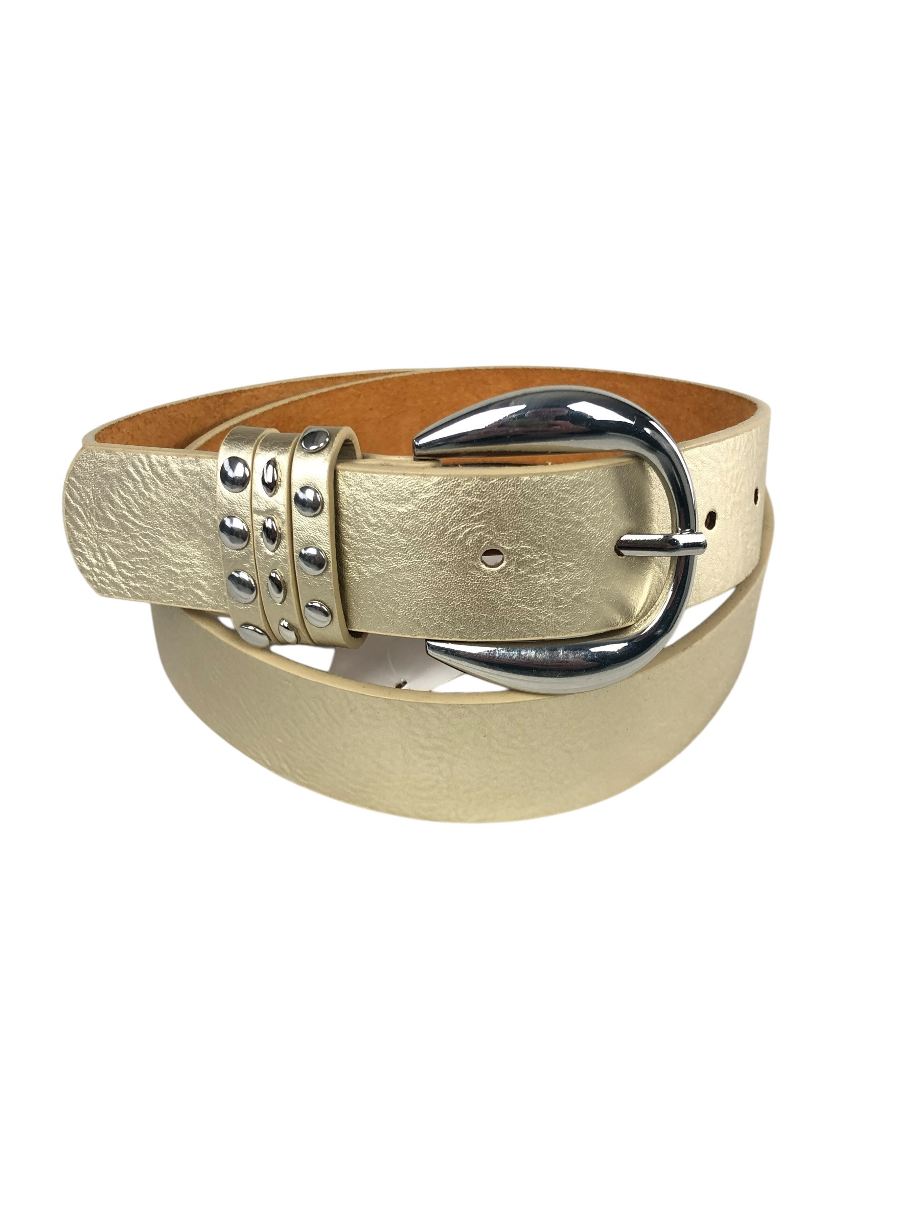 Wholesaler Lidy's - Belt with shiny metal buckle and decorative studded loops
